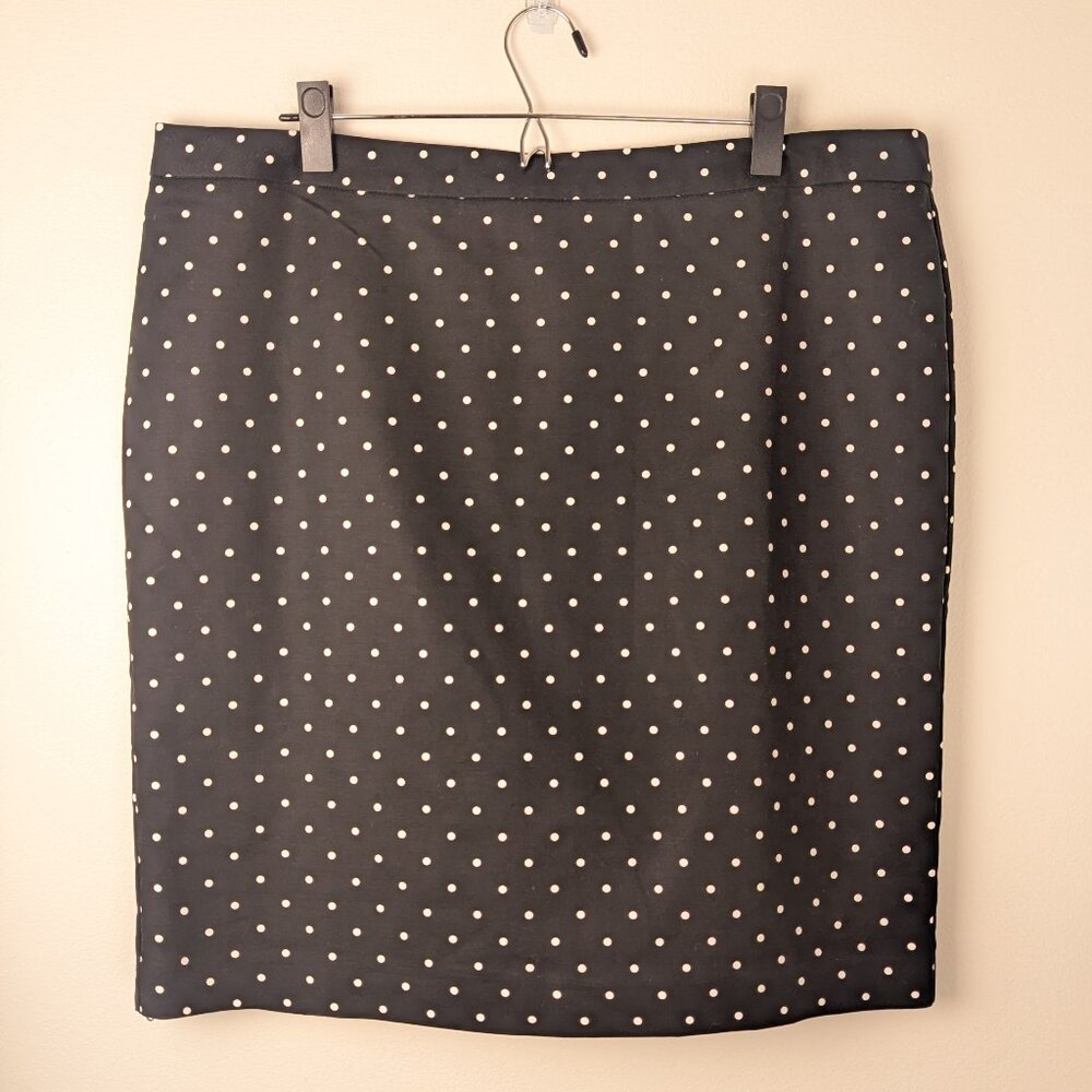 Polka Dot Pencil Skirt Retro Fashion Plus Women's Office Wear Black & White NWT